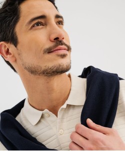 Polo manches courtes à rayures texturées homme